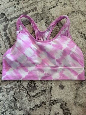 PINK Victoria's Secret Pink & White Tie-Dye Sports Bra